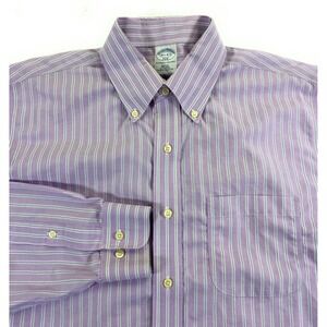 Brooks Brothers 346 Men's SLIM FIT Non-Iron Purple Stripe Dress Shirt 16.5-4/5